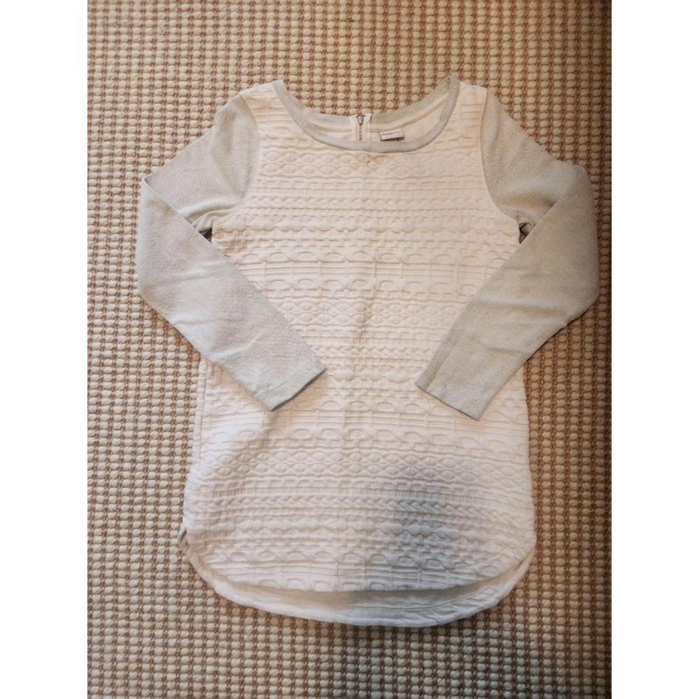 Women's Merona White & Gray Quilted Long Sleeve Cottagecore Dress S